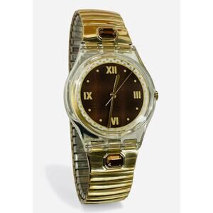 Swatch Watch Rêve D'automne GK257 1997 Standard Gents Gold Tone Flexible Band